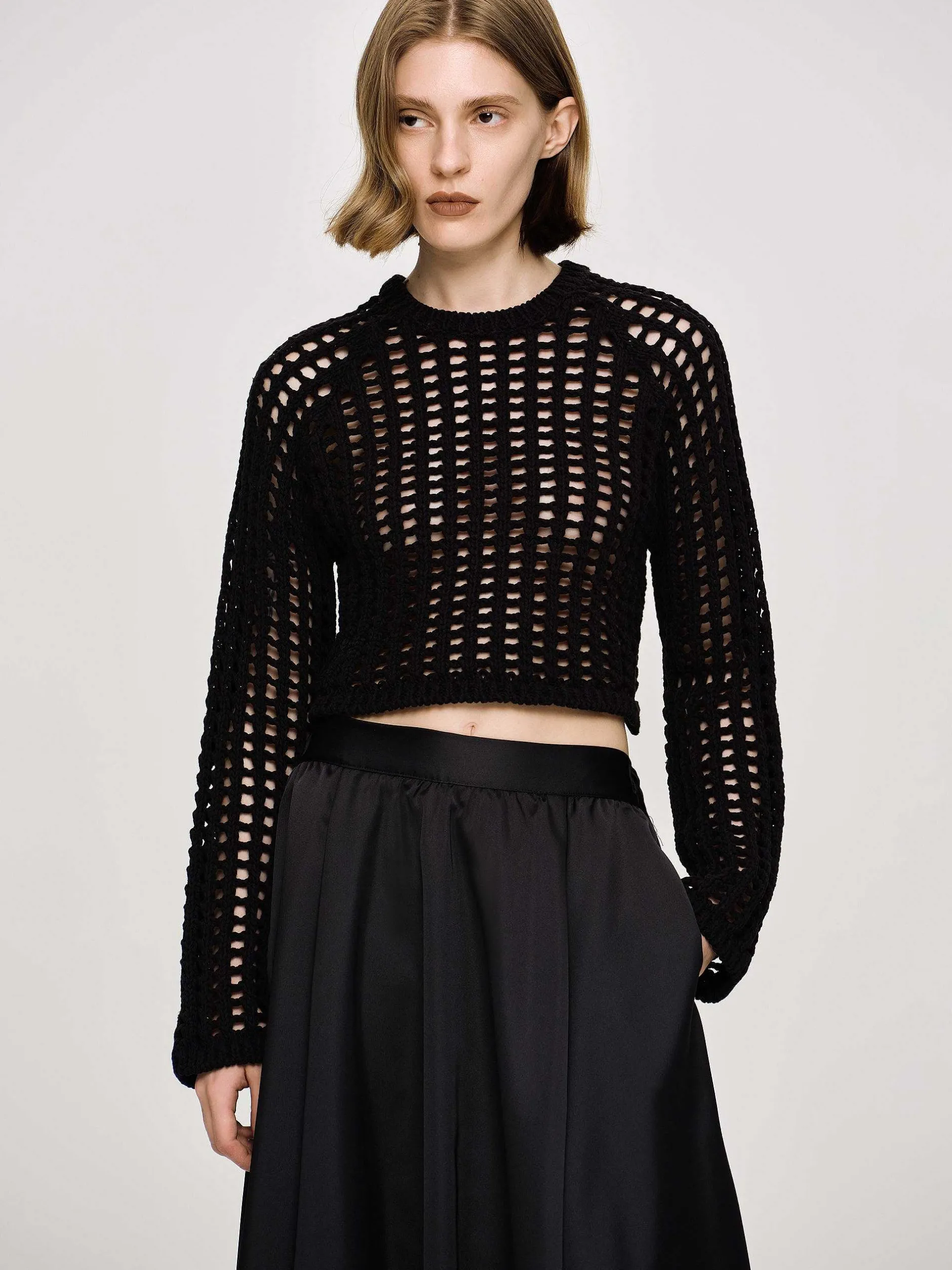 Frauen Source Unknown Strickwaren<Reef Net Strickoberteil, Schwarz