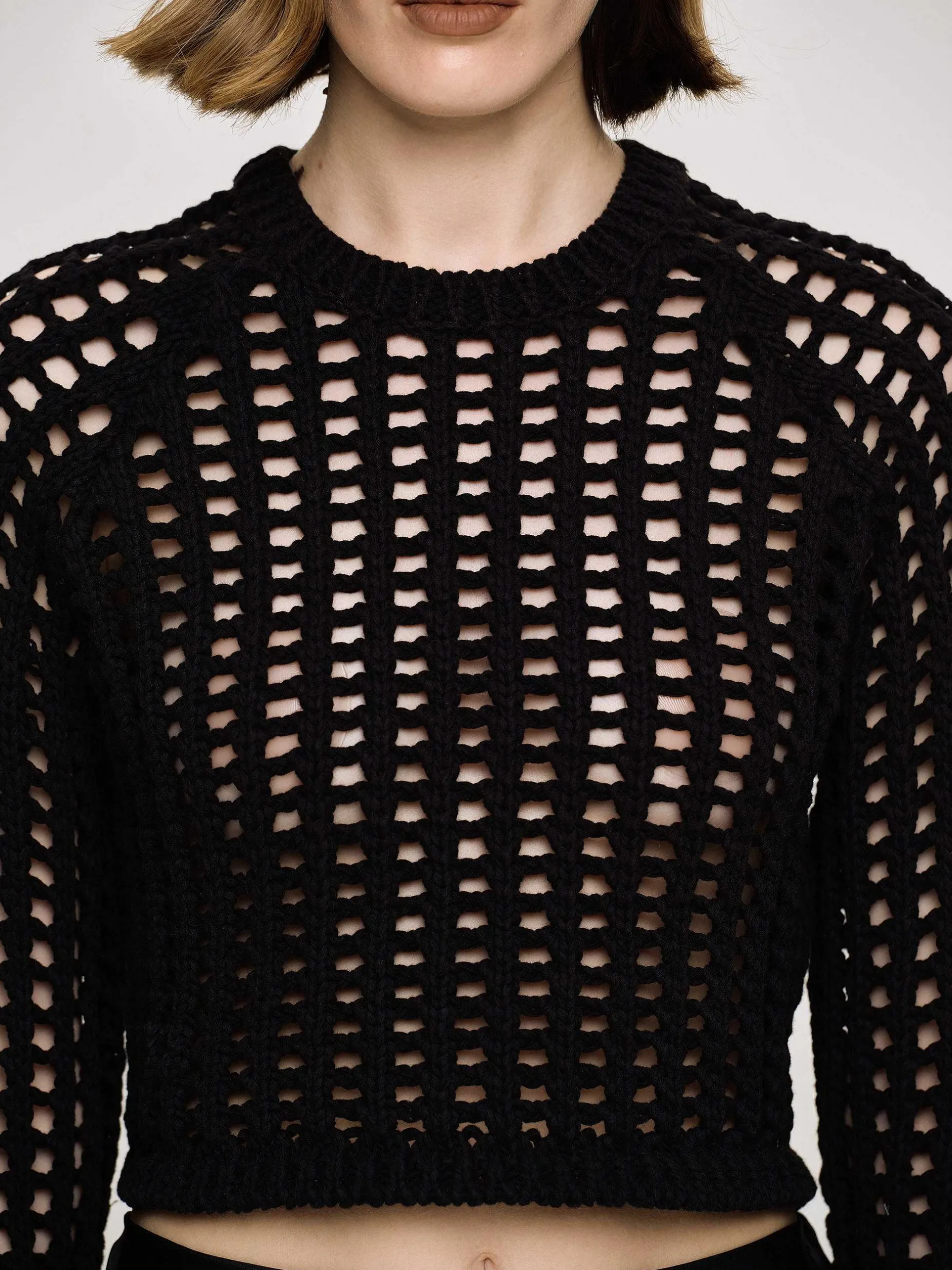 Frauen Source Unknown Strickwaren<Reef Net Strickoberteil, Schwarz