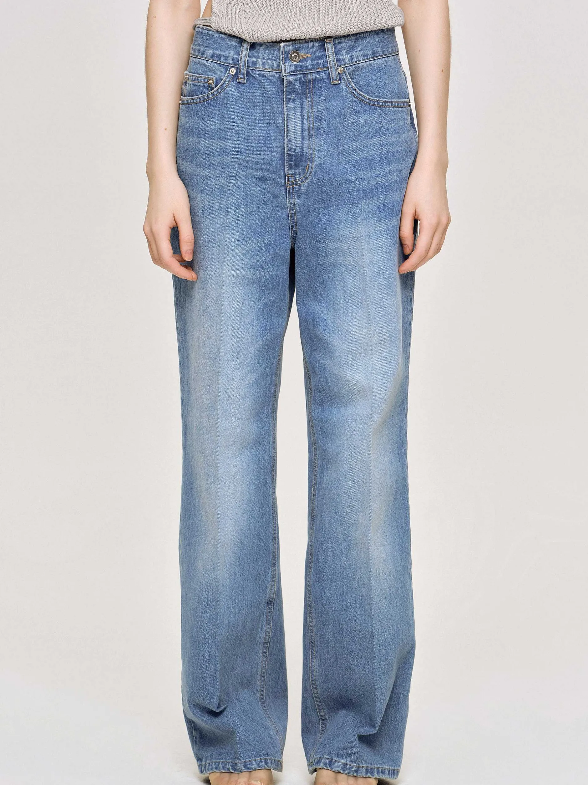 Frauen Source Unknown Kleidung<Relaxed Straight Jeans, Mittlere Waschung