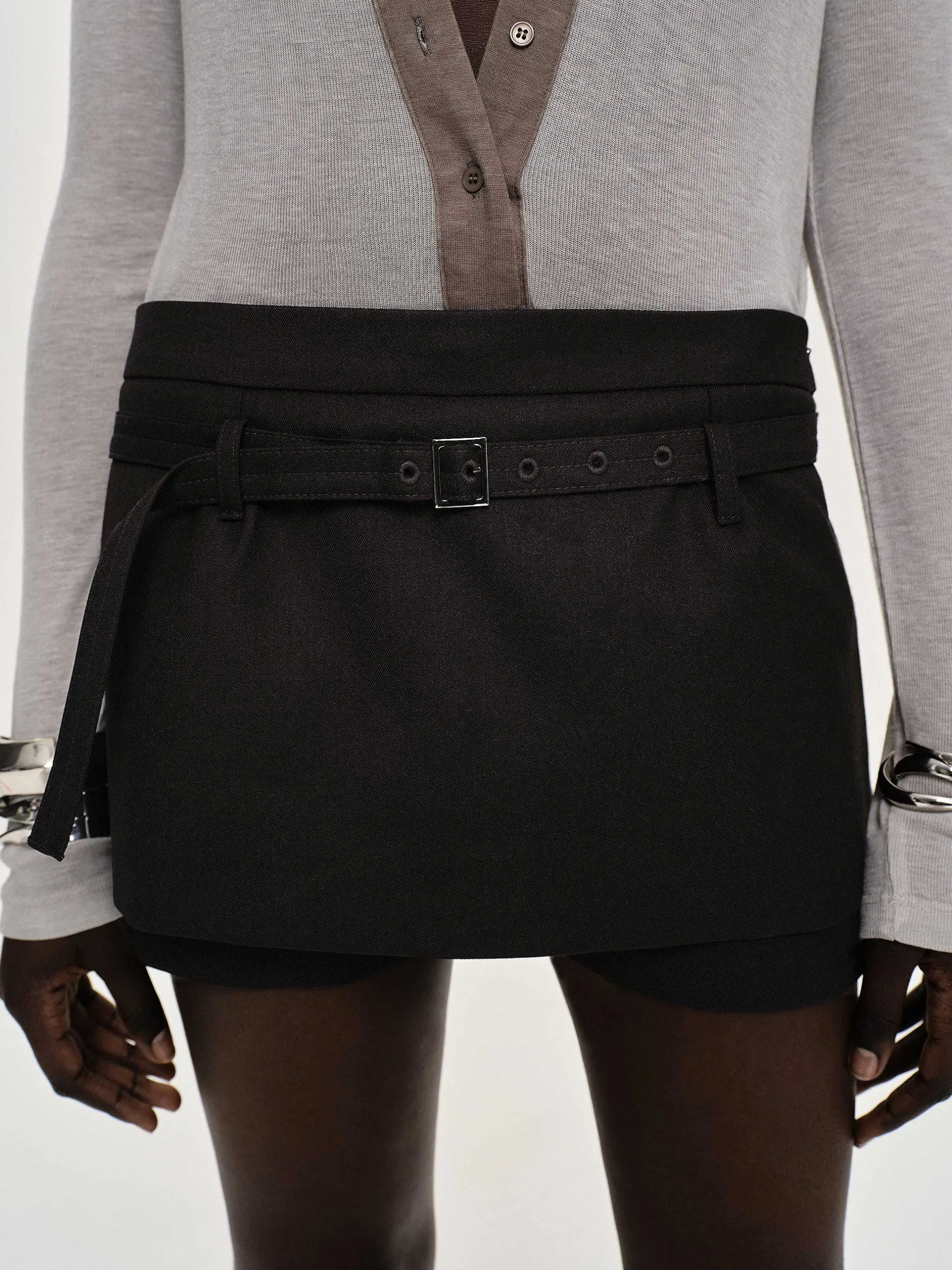 Frauen Source Unknown Kleidung<Rioni Mini-Skort Mit Gurtel, Black Bean