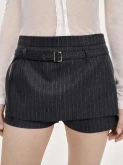 Frauen Source Unknown Unterteile<Rioni Mini-Skort Mit Gurtel, Anthrazit Gestreift