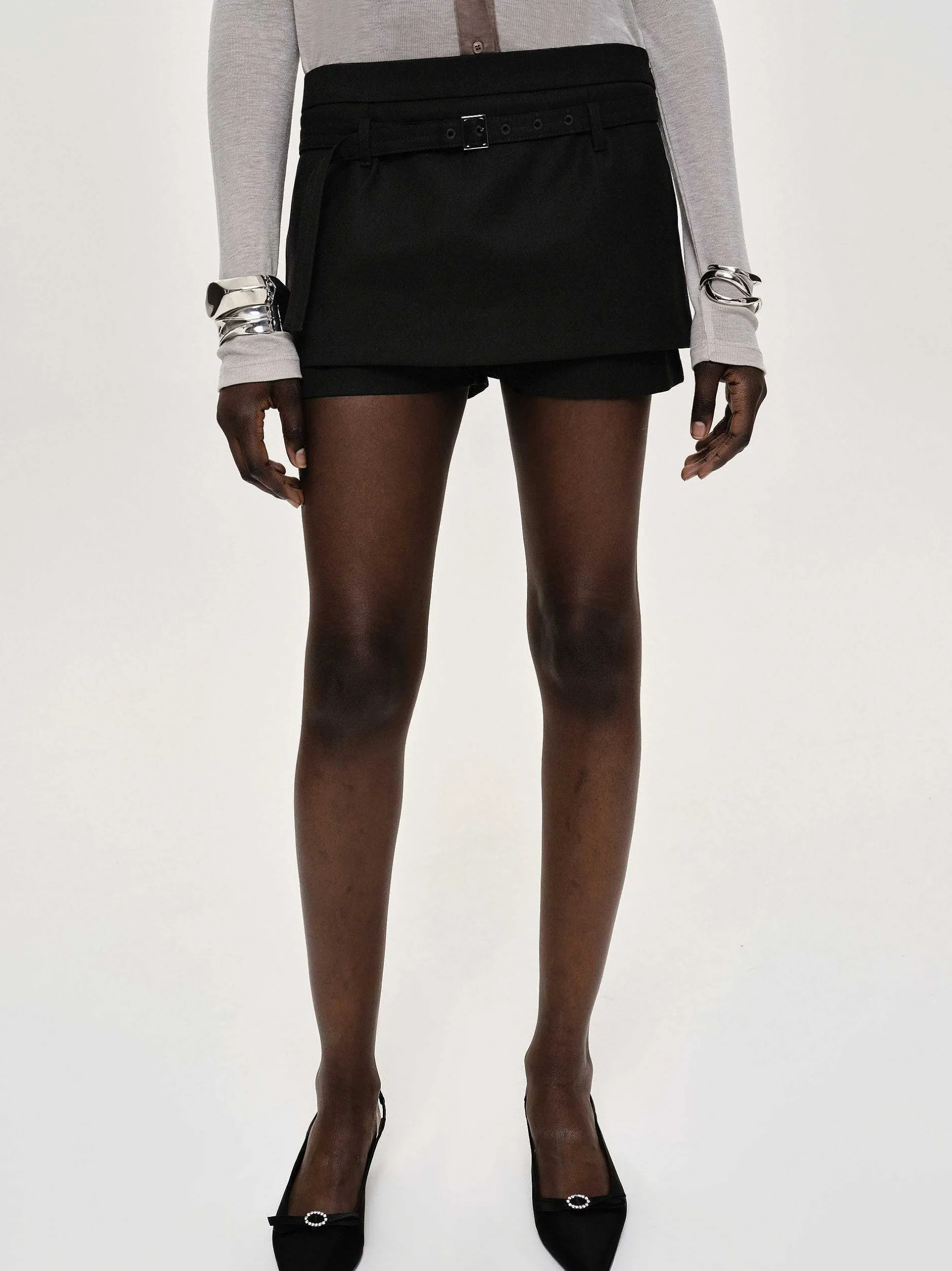 Frauen Source Unknown Unterteile<Rioni Mini-Skort Mit Gurtel, Black Bean