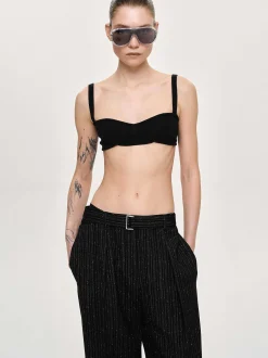 Frauen Source Unknown Strickwaren<Rippstrick-Bh, Schwarz
