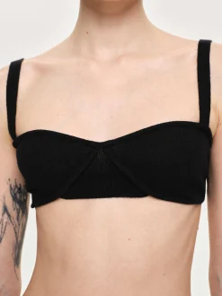 Frauen Source Unknown Strickwaren<Rippstrick-Bh, Schwarz