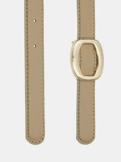 Frauen Source Unknown Kleidung<Runder Sechseckiger Ledergurtel, Beige/Gold