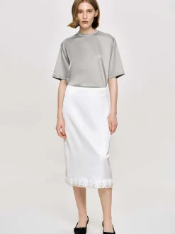 Frauen Source Unknown Kleidung<Satinrock Mit Applikation, Weis