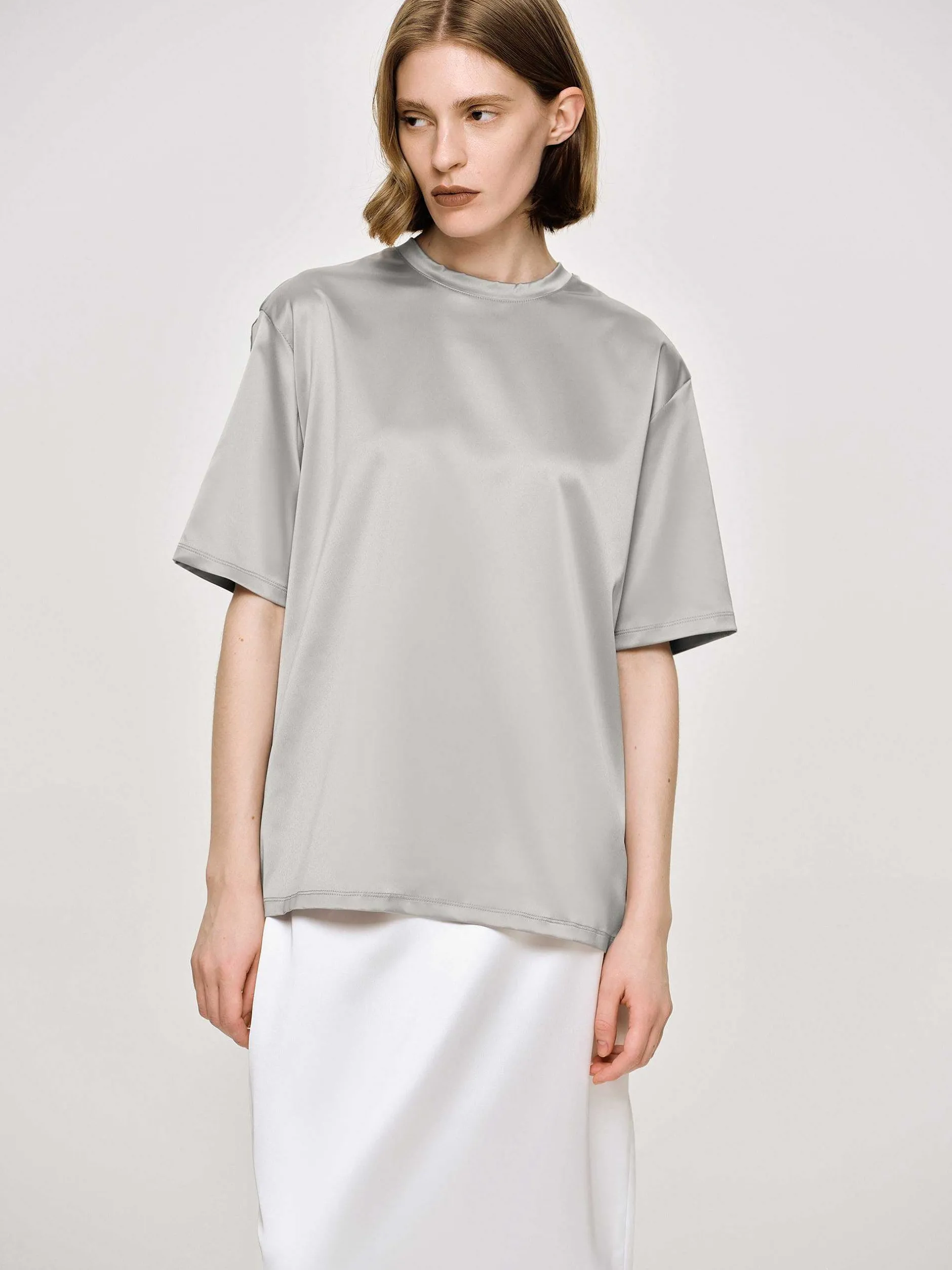 Frauen Source Unknown Zubehör<Satin-T-Shirt, Silber