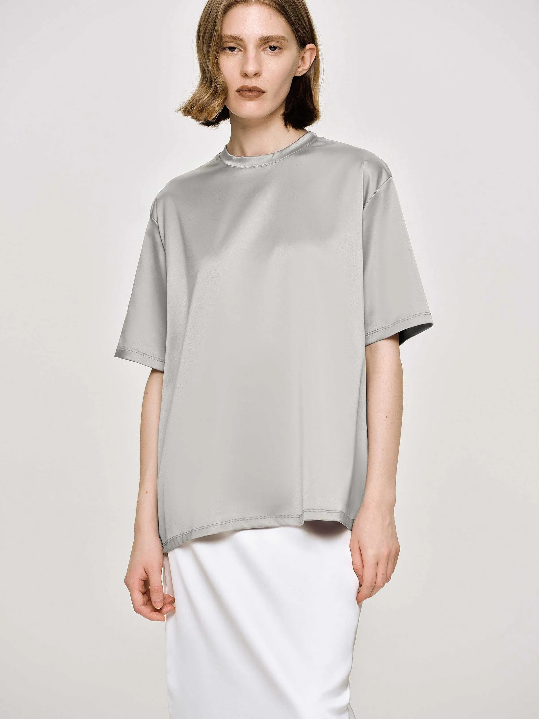 Frauen Source Unknown Zubehör<Satin-T-Shirt, Silber