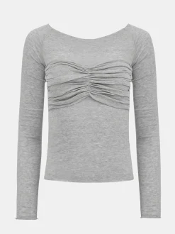 Frauen Source Unknown Oberteile<Schmales Bustier-Jersey-T-Shirt, Nebelgrau