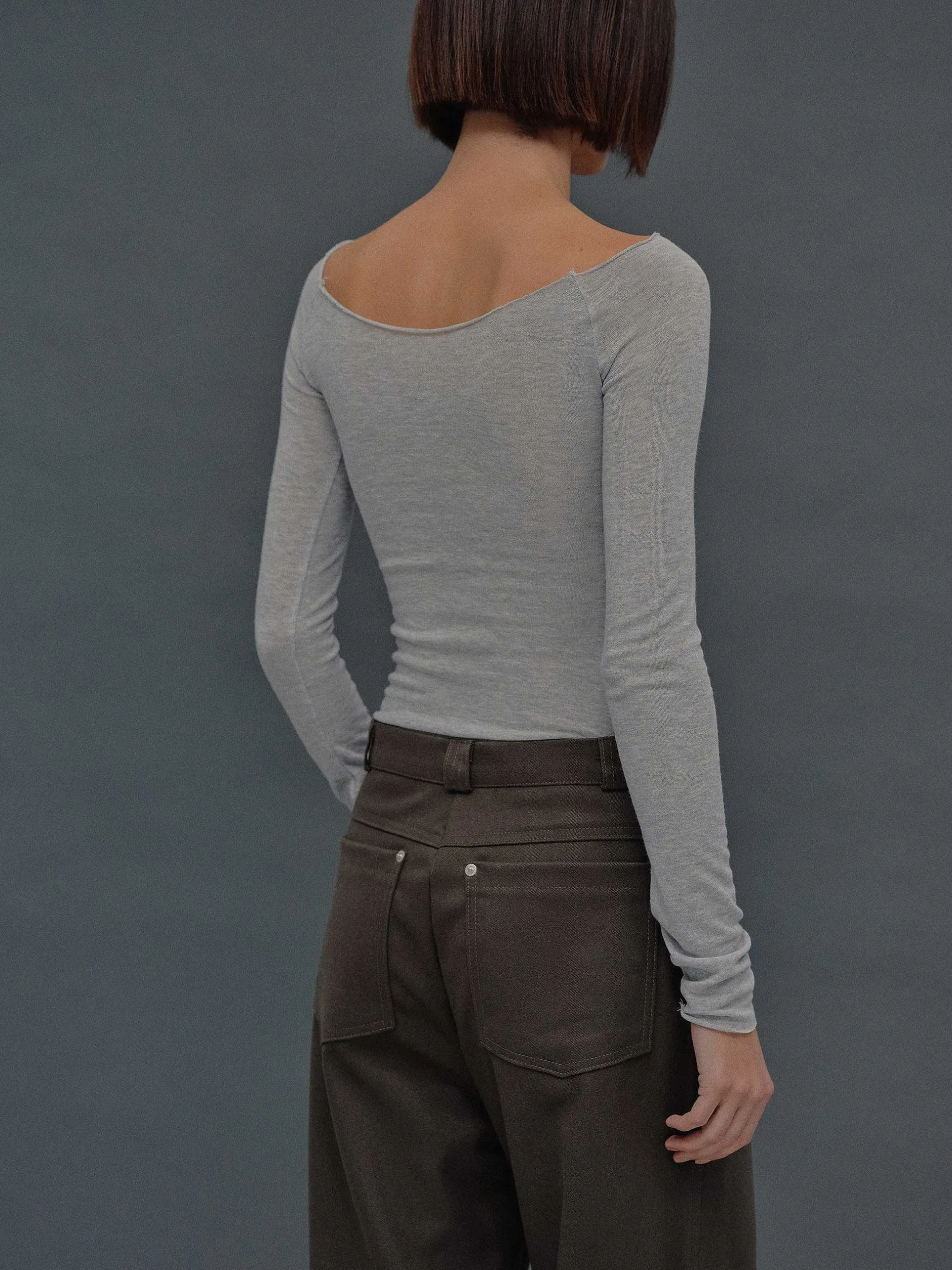 Frauen Source Unknown Oberteile<Schmales Bustier-Jersey-T-Shirt, Nebelgrau