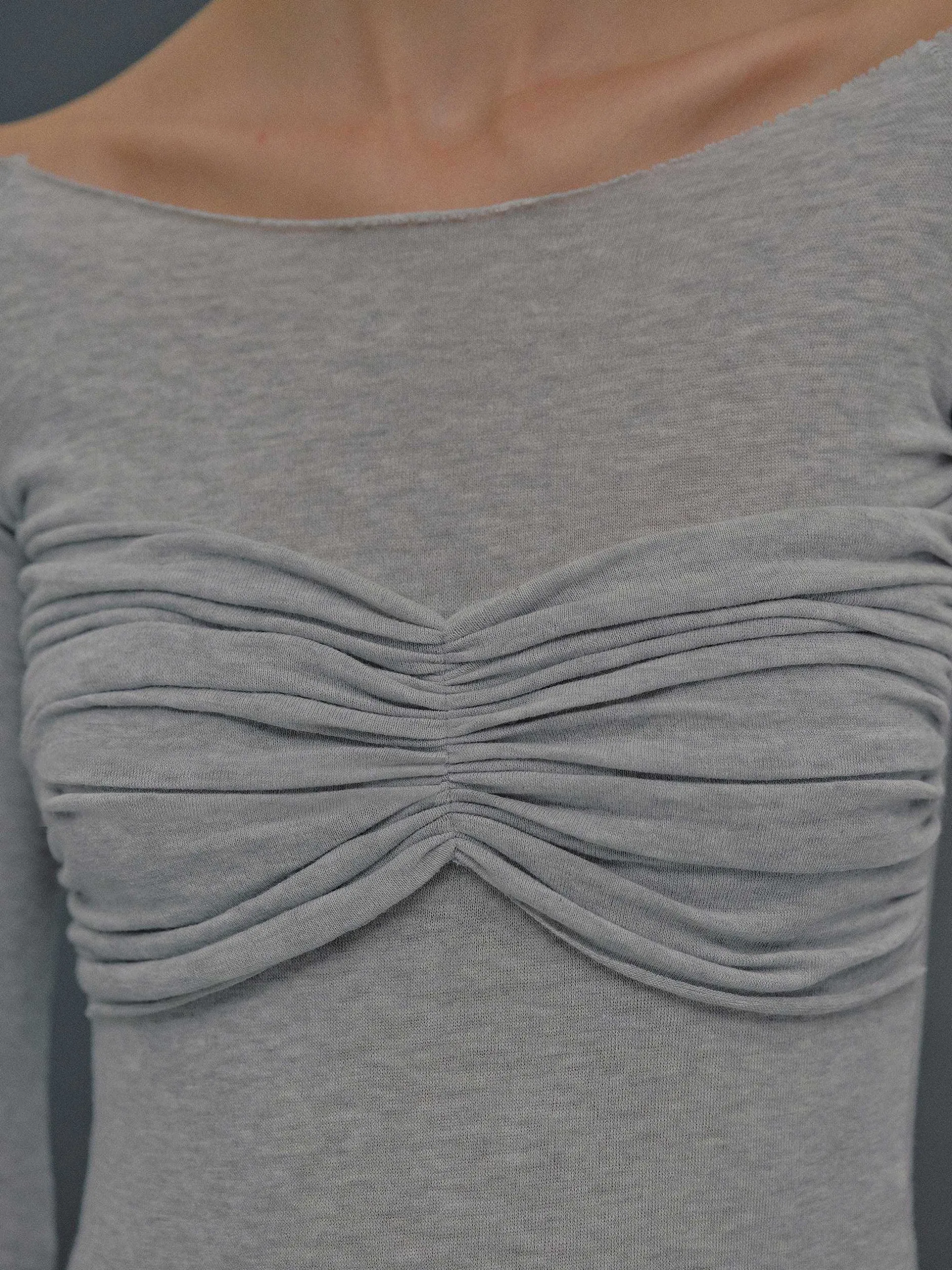 Frauen Source Unknown Oberteile<Schmales Bustier-Jersey-T-Shirt, Nebelgrau