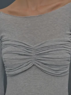 Frauen Source Unknown Kleidung<Schmales Bustier-Jersey-T-Shirt, Nebelgrau