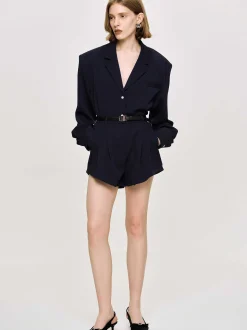 Frauen Source Unknown Unterteile<Schrage Shorts Mit Hohem Bund, Marineblau