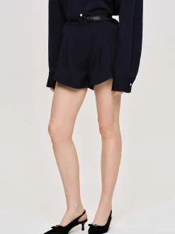 Frauen Source Unknown Koordinaten<Schrage Shorts Mit Hohem Bund, Marineblau
