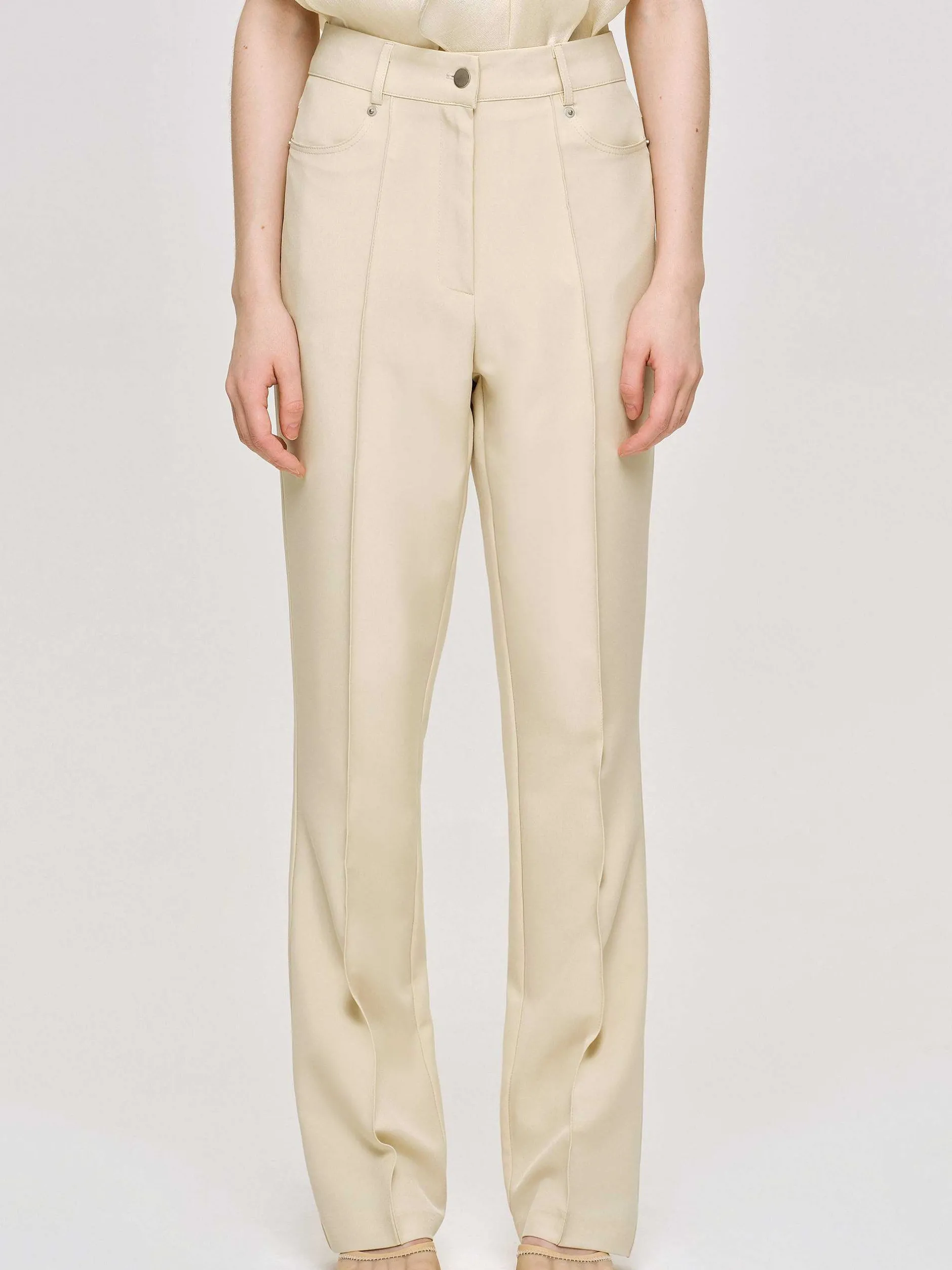 Frauen Source Unknown Kleidung<Slim-Faltenhose, Butter