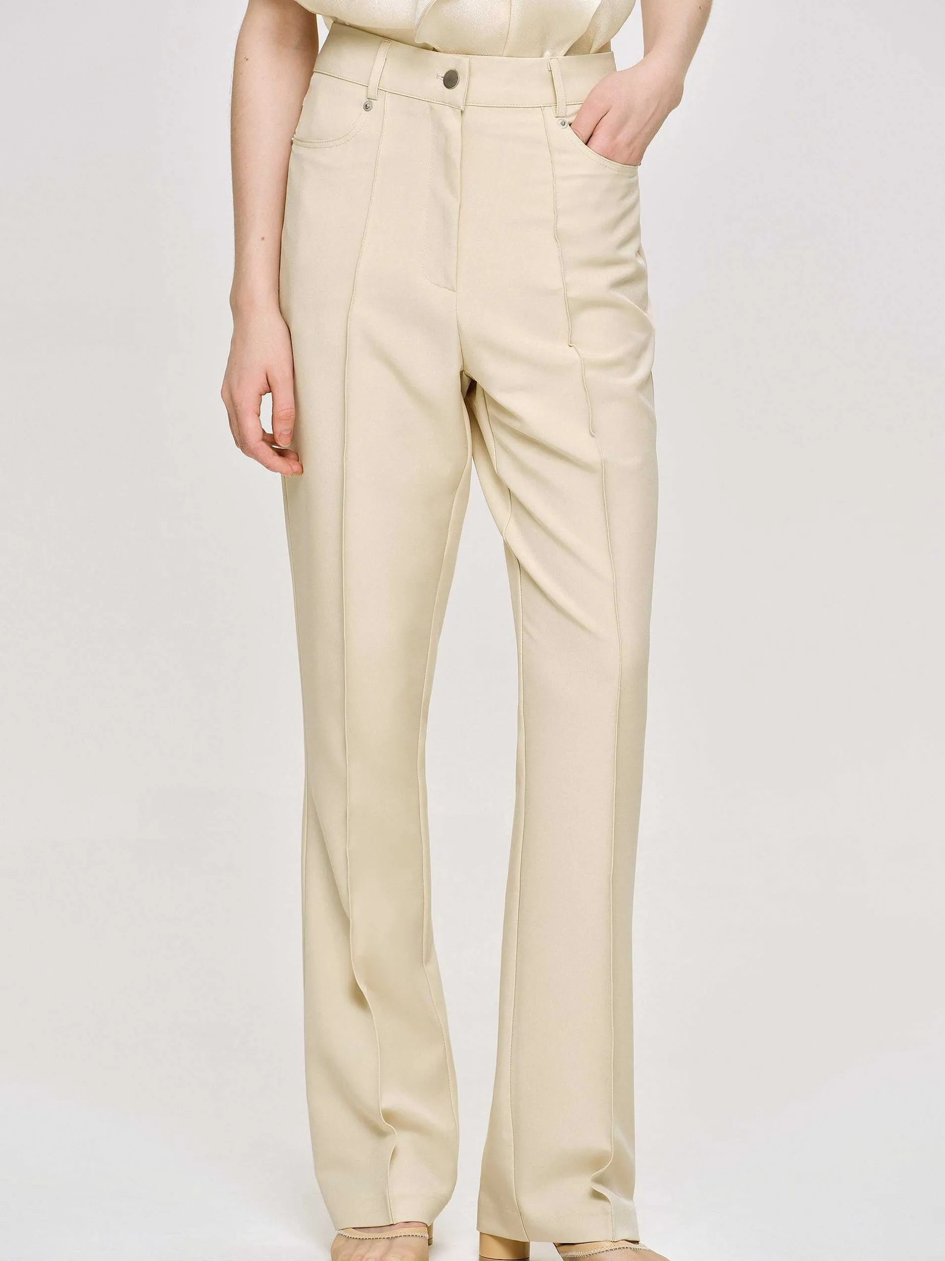 Frauen Source Unknown Kleidung<Slim-Faltenhose, Butter