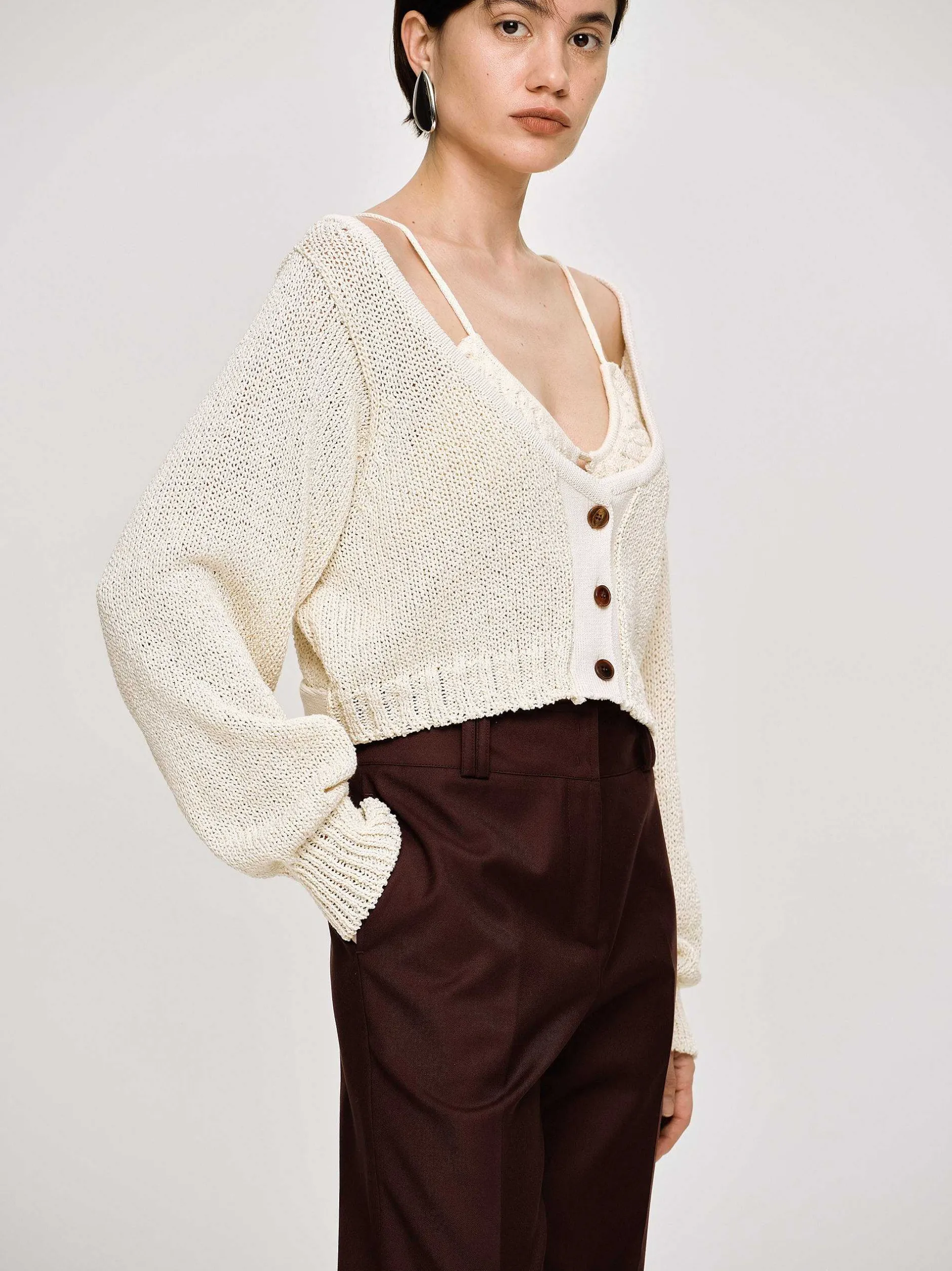 Frauen Source Unknown Kleidung<Strickpullover Mit U-Ausschnitt, Mandel