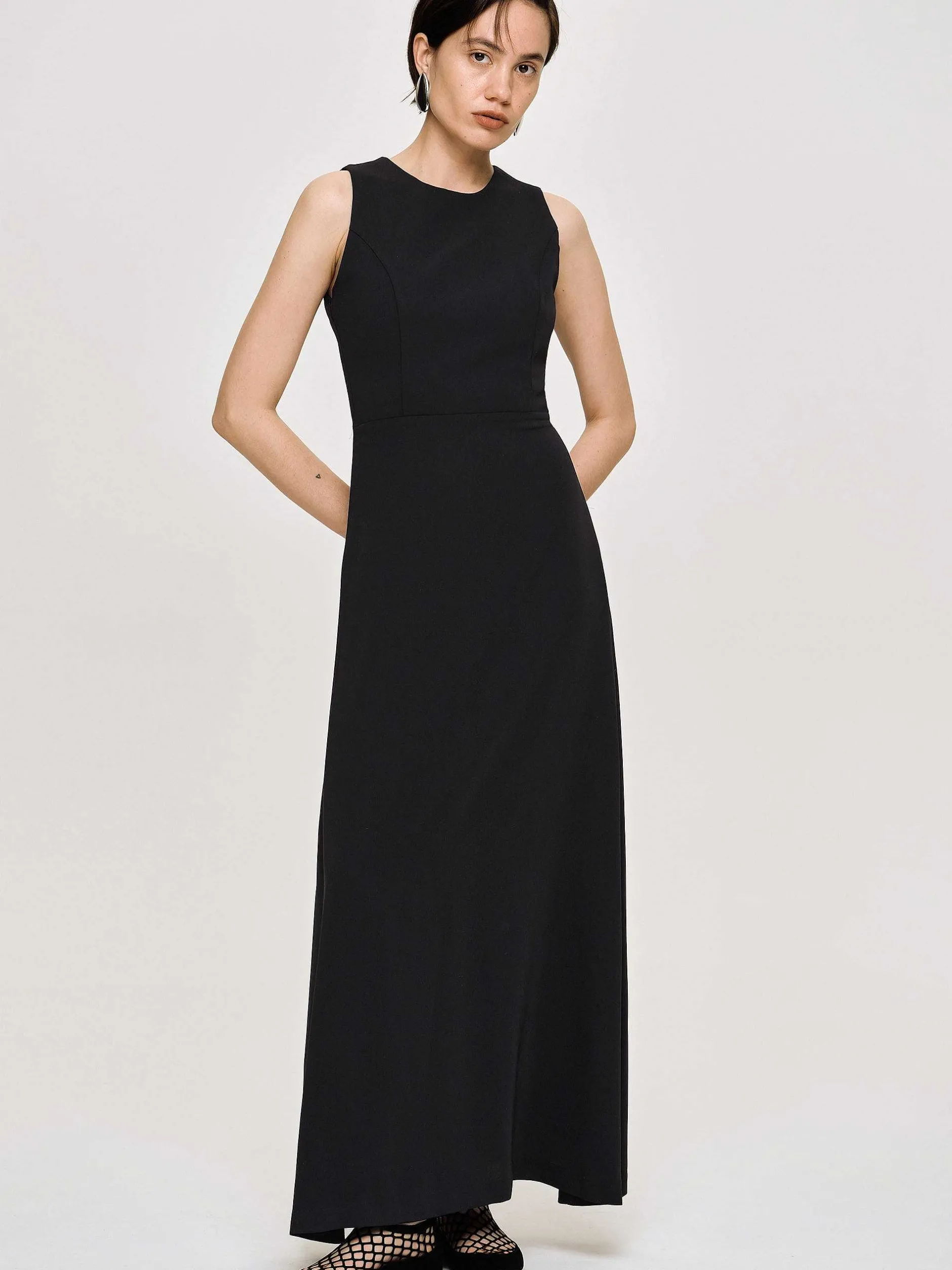 Frauen Source Unknown Kleider<Tailliertes Maxikleid, Schwarz
