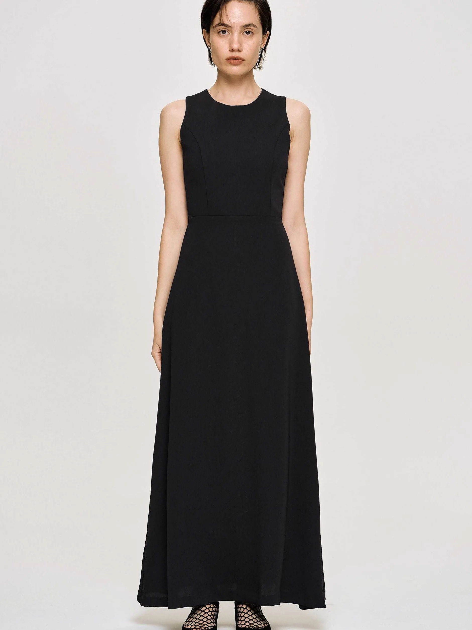 Frauen Source Unknown Kleidung<Tailliertes Maxikleid, Schwarz