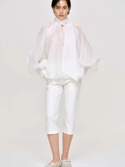 Frauen Source Unknown Zubehör<Transparente Ballonbluse, Weis