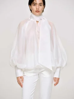 Frauen Source Unknown Zubehör<Transparente Ballonbluse, Weis