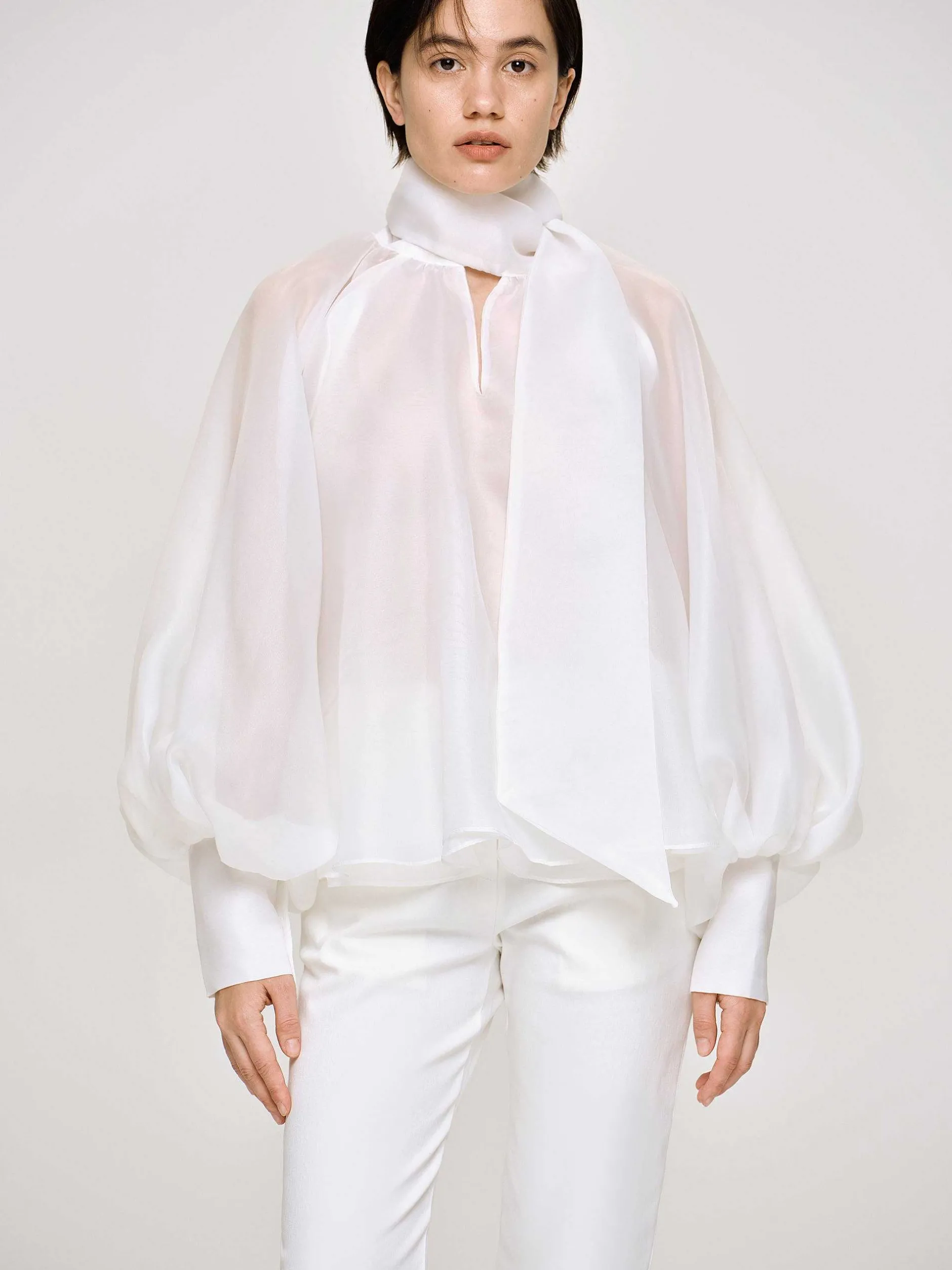 Frauen Source Unknown Zubehör<Transparente Ballonbluse, Weis