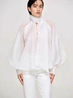 Frauen Source Unknown Zubehör<Transparente Ballonbluse, Weis