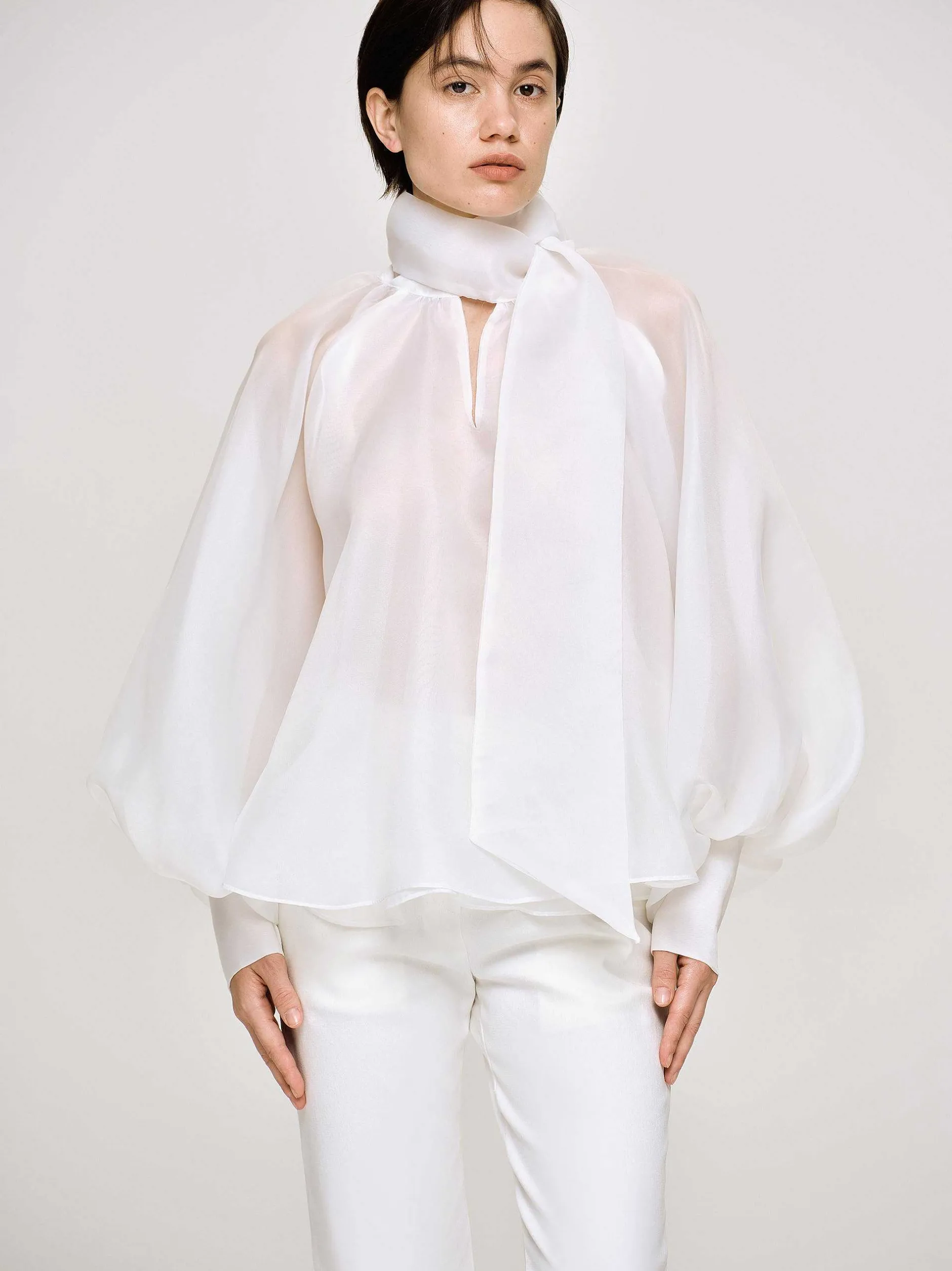 Frauen Source Unknown Zubehör<Transparente Ballonbluse, Weis