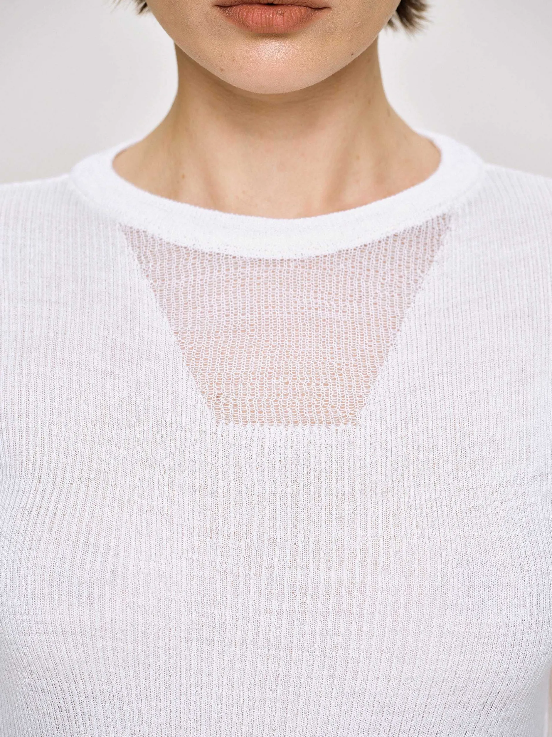 Frauen Source Unknown Strickwaren<Transparenter Armelstrick, Weis