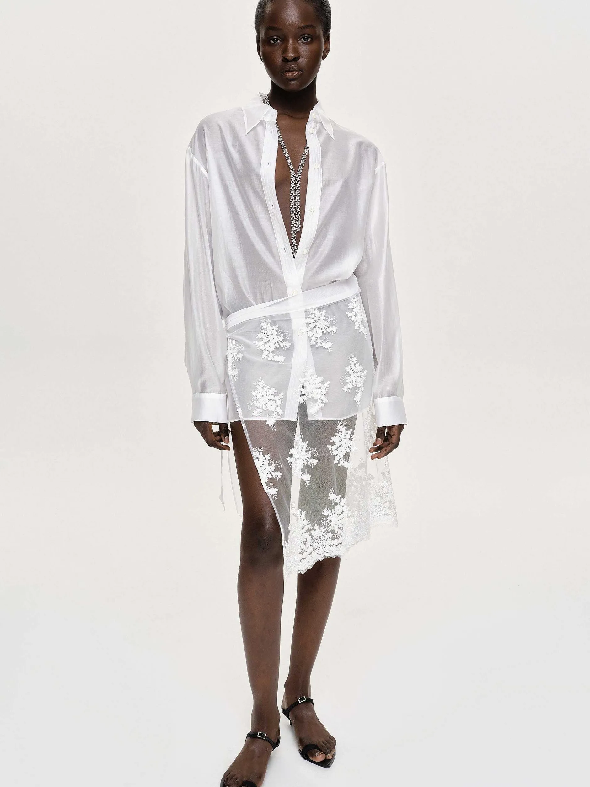 Frauen Source Unknown Zubehör<Transparentes Button-Down-Hemd, Weis