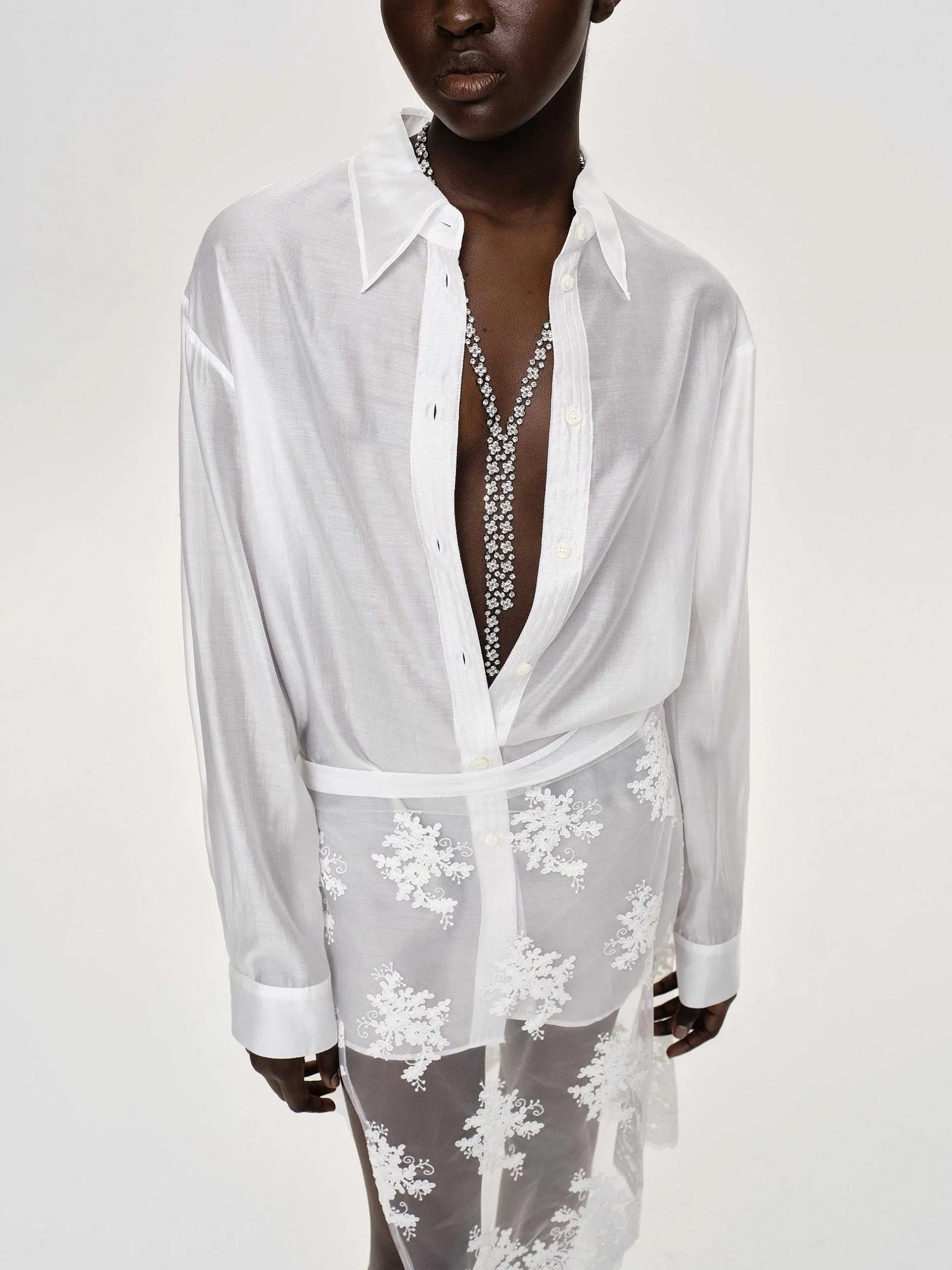 Frauen Source Unknown Zubehör<Transparentes Button-Down-Hemd, Weis