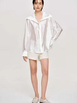 Frauen Source Unknown Kleidung<Transparentes Hemd Mit Matrosenkragen, Weis