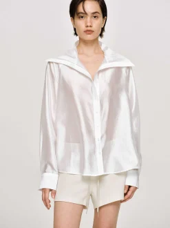 Frauen Source Unknown Kleidung<Transparentes Hemd Mit Matrosenkragen, Weis