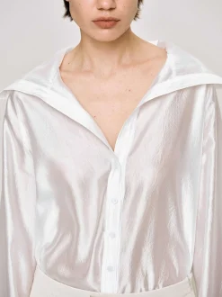 Frauen Source Unknown Kleidung<Transparentes Hemd Mit Matrosenkragen, Weis