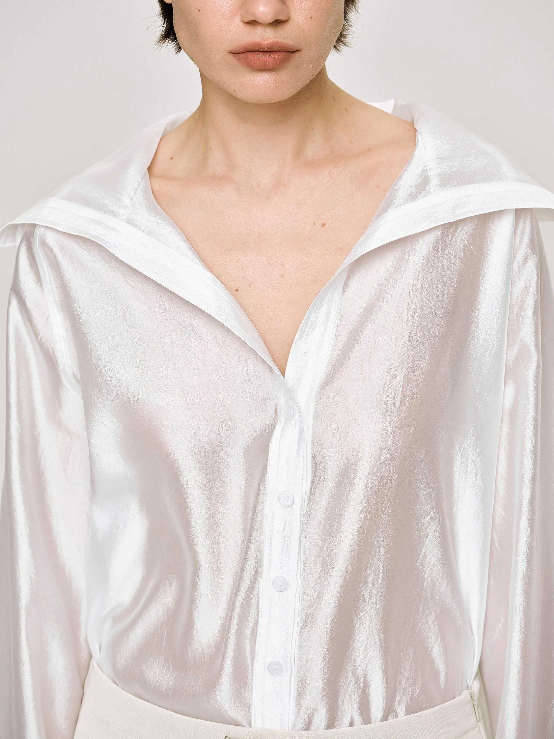 Frauen Source Unknown Kleidung<Transparentes Hemd Mit Matrosenkragen, Weis