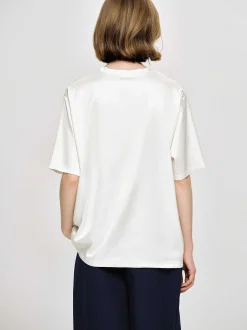 Frauen Source Unknown Zubehör<T-Shirt Aus Seidigem Satin, Weis