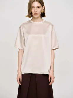 Frauen Source Unknown Zubehör<T-Shirt Aus Seidigem Satin, Rosa