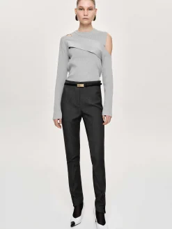 Frauen Source Unknown Unterteile<Tyia Schragschnitt-Slim-Hose, Dunkle Anthrazit