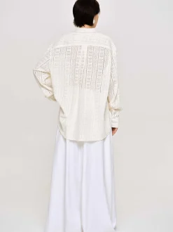 Frauen Source Unknown Zubehör<Ubergroses Button-Down-Hemd Aus Pointelle-Baumwolle,