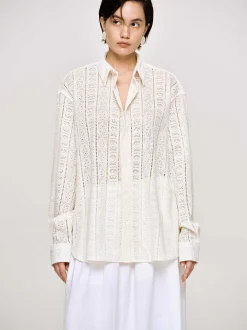 Frauen Source Unknown Zubehör<Ubergroses Button-Down-Hemd Aus Pointelle-Baumwolle,