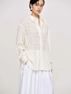 Frauen Source Unknown Zubehör<Ubergroses Button-Down-Hemd Aus Pointelle-Baumwolle,