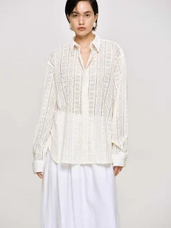 Frauen Source Unknown Zubehör<Ubergroses Button-Down-Hemd Aus Pointelle-Baumwolle,