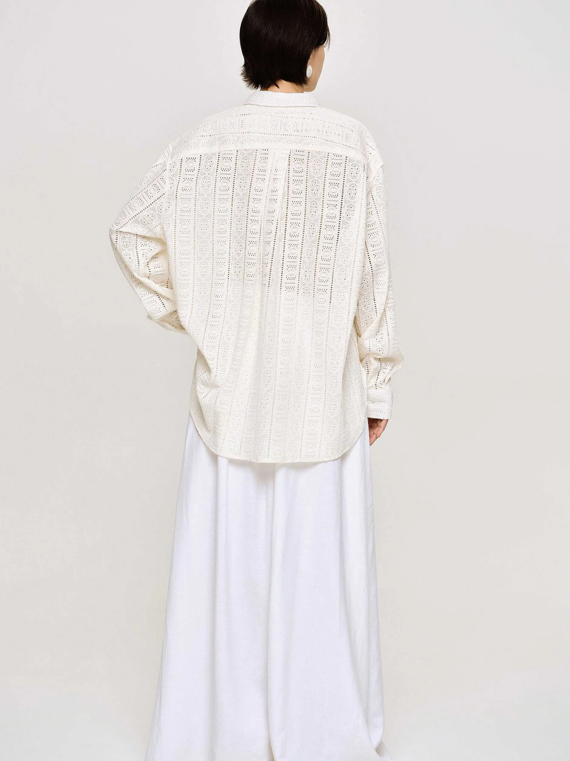 Frauen Source Unknown Zubehör<Ubergroses Button-Down-Hemd Aus Pointelle-Baumwolle,