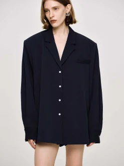 Frauen Source Unknown Kleidung<Ubergroses Fluid-Hemd, Marineblau