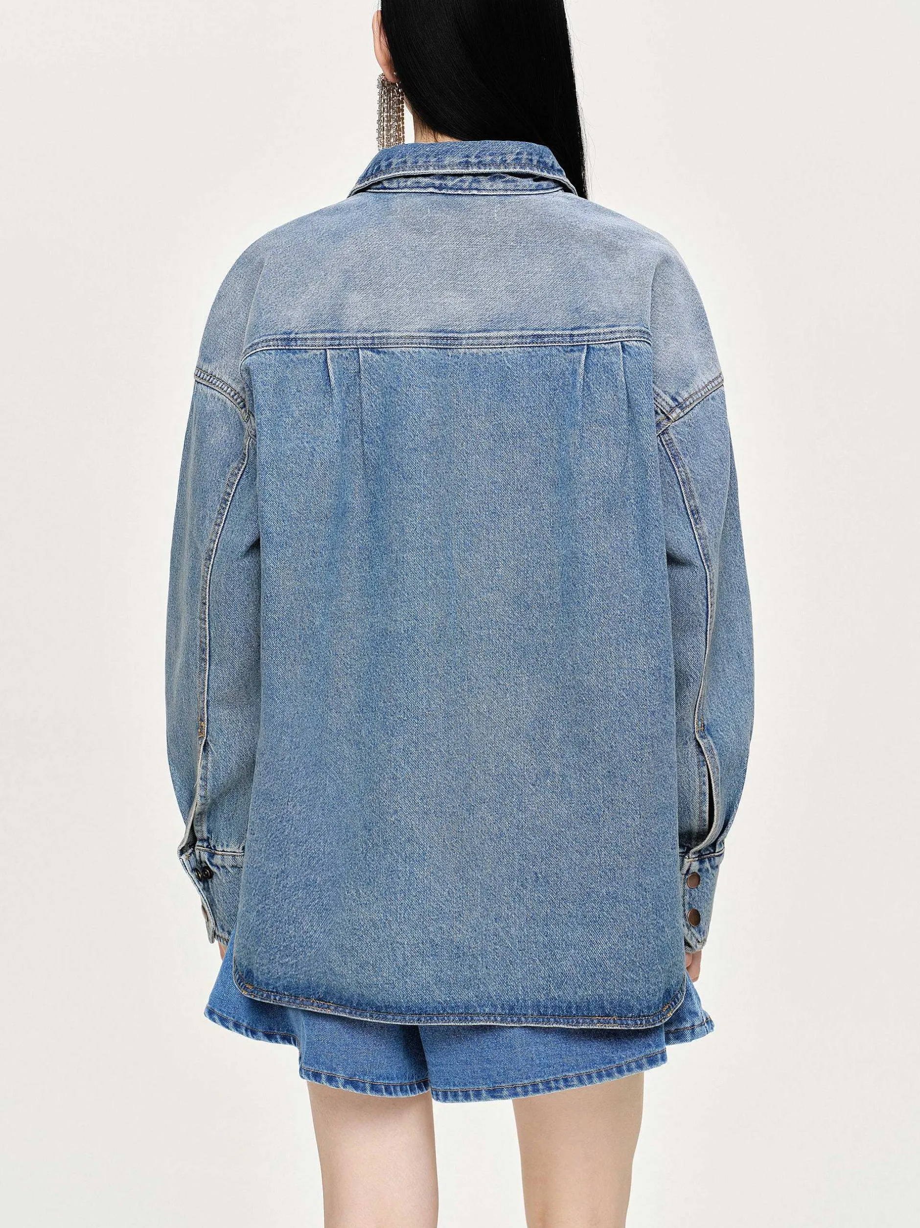 Frauen Source Unknown Kleidung<Ubergroses Jeanshemd, Tint Wash