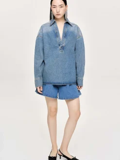 Frauen Source Unknown Denim<Ubergroses Jeanshemd, Tint Wash
