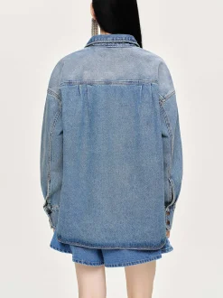 Frauen Source Unknown Denim<Ubergroses Jeanshemd, Tint Wash