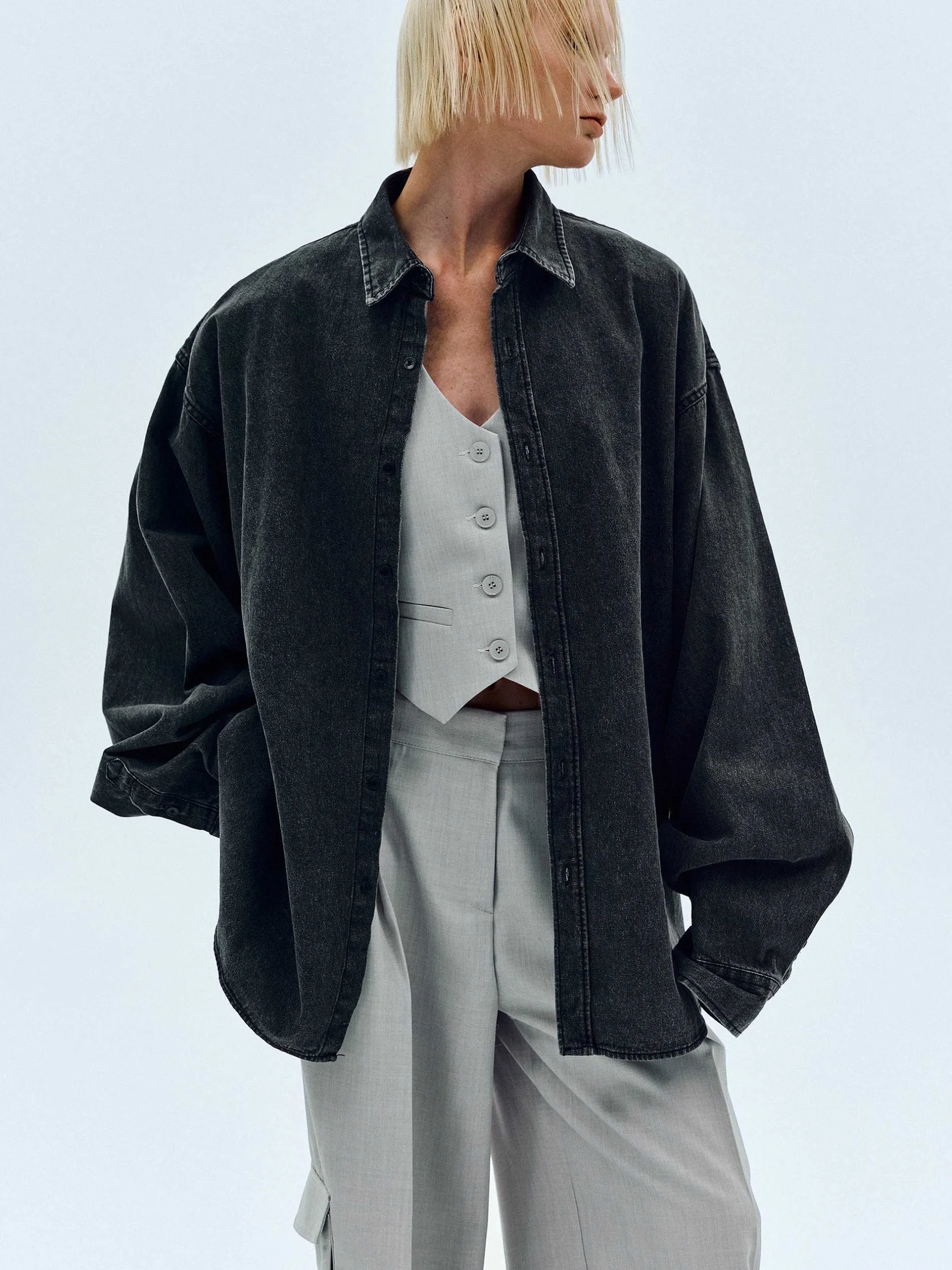 Frauen Source Unknown Zubehör<Unisex-Jeanshemd, Schwarz Gewaschen