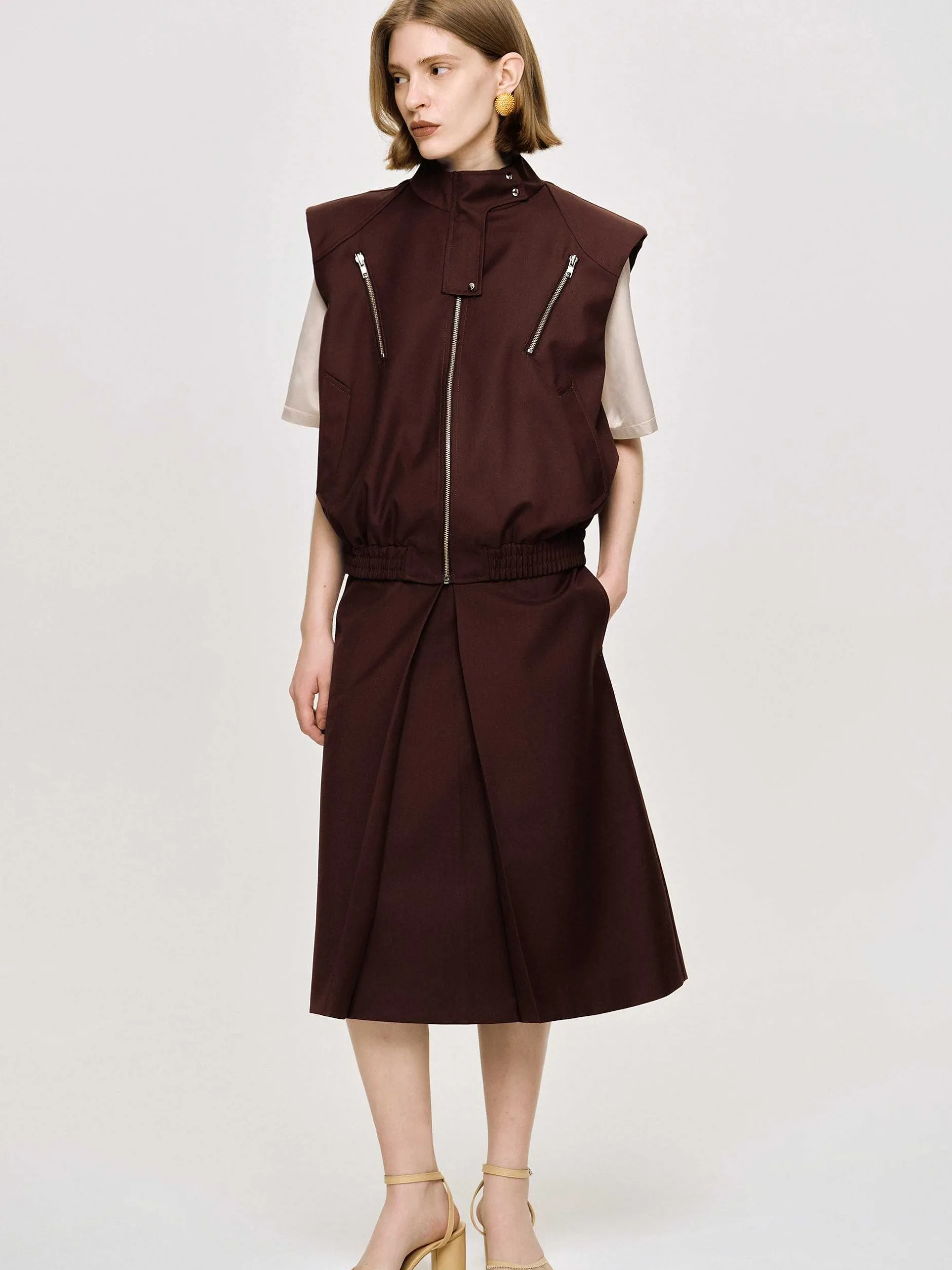 Frauen Source Unknown Zubehör<Vielseitige Weste Mit Reisverschluss, Black Cherry