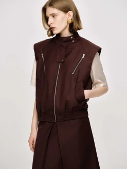 Frauen Source Unknown Zubehör<Vielseitige Weste Mit Reisverschluss, Black Cherry